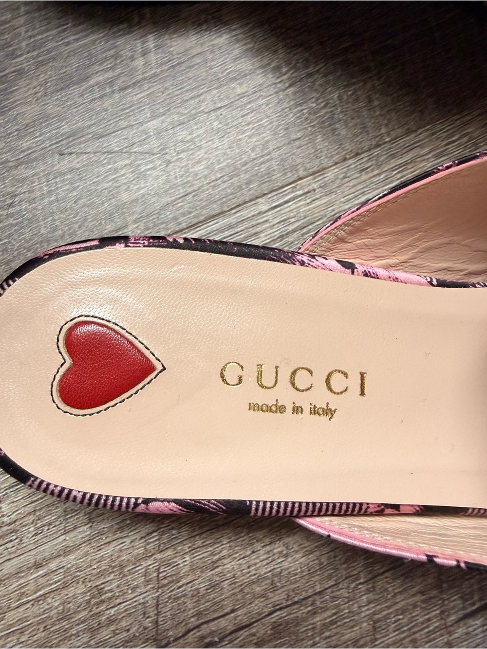 Gucci Pink and Black Printed Leather Horsebit Mules US7 EU37 - Picture 6 of 11